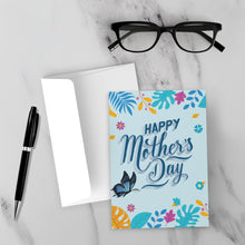 Load image into Gallery viewer, Flowers &amp; Butterflies Blue - Happy Mother&#39;s Day Greeting Cards Front with Sample Background