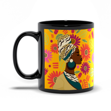 Load image into Gallery viewer, Flowers &amp; Confidence - African American Woman - Coffee Mugs Handle on the Left