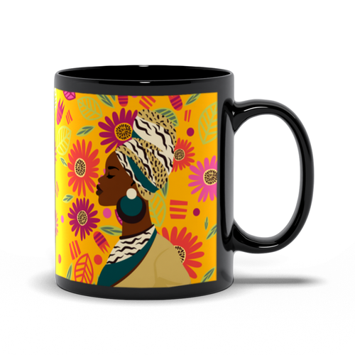 Flowers & Confidence - African American Woman - Coffee Mugs Handle on the Right