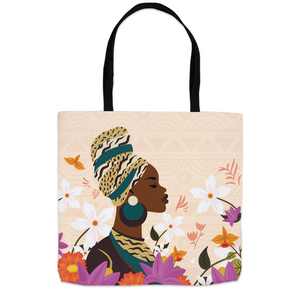 Flowers & Confidence - African American Woman - Tote Bag Side B