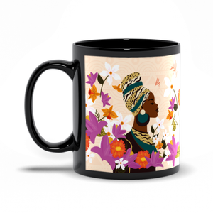 Flowers & Confidence - Floral Profile Coffee Mug Handle on the Left 