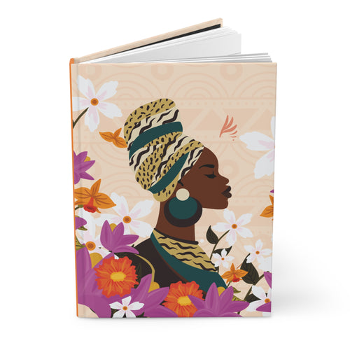 Flowers & Confidence - Floral Profile Hardcover Journal - Inspiring Black Art Front Slightly Opened