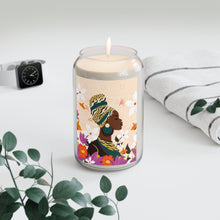 Load image into Gallery viewer, Flowers &amp; Confidence Scented Candle - Floral Elegance with Poised Woman Design with Sample Background