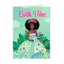 Load image into Gallery viewer, Flowers, Gown &amp; Crown - Happy World Earth Day Black Woman - Green Greeting  Card - African American Card Shop