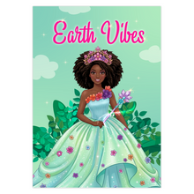 Load image into Gallery viewer, Flowers, Gown &amp; Crown - Happy World Earth Day Black Woman - Green Greeting  Card - African American Card Shop