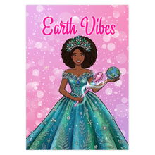 Load image into Gallery viewer, Flowers, Gown &amp; Crown - Happy World Earth Day Black Woman - Pink Greeting Card - African American Card Shop