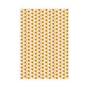 Flowers & Stars - African American Woman - Yellow Gift Wrapping Paper Roll - Front View
