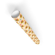 Load image into Gallery viewer, Flowers &amp; Stars - African American Woman - Yellow Gift Wrapping Paper Roll - Rolled View