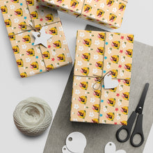 Load image into Gallery viewer, Flowers &amp; Stars - African American Woman - Yellow Gift Wrapping Paper Roll - Wrapped Gifts Sample Photo