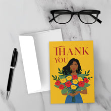 Load image into Gallery viewer, Forever Grateful - Black Woman Flowers - Thank You Greeting Card Front with Sample Background