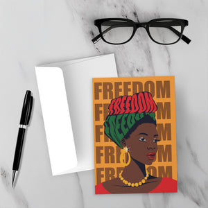 Freedom - Honor & Celebrate Juneteenth Greeting Cards Front with Sample Background