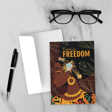 Load image into Gallery viewer, Freedom Juneteenth Scented Greeting Card Front with Sample Background