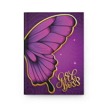 Load image into Gallery viewer, Girl Boss Hardcover Journal — Gold &amp; Purple Butterfly Motivational Notebook
