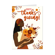 Load image into Gallery viewer, Giving Thanks - African American Woman - Happy Thanksgiving Cards - Front
