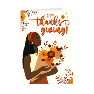 Giving Thanks - African American Woman - Happy Thanksgiving Cards - Front