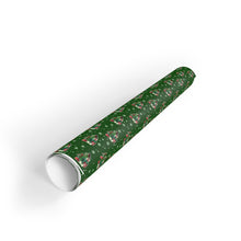 Load image into Gallery viewer, Giving from the Heart - African American Woman Gifts - Christmas Gift Wrap Paper Roll of green wrapping paper with a pattern on a white background