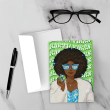 Load image into Gallery viewer, Glam Sunglasses Black Woman - Earth Vibes - Afro Hairstyle - Unique Design Greeting Card - Happy Earth Day