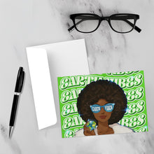 Load image into Gallery viewer, Glam Sunglasses Black Woman - Earth Vibes - Afro Hairstyle - Unique Design Horizontal Greeting Card
