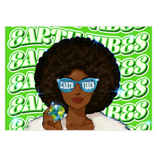Load image into Gallery viewer, Glam Sunglasses Black Woman - Earth Vibes - Afro Hairstyle - Unique Design Horizontal Greeting Card