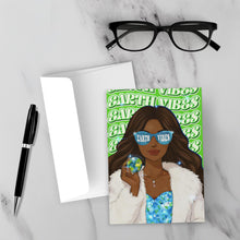Load image into Gallery viewer, Glam Sunglasses Black Woman - Earth Vibes - Long Hair - Unique Design Holiday Greeting Card - Happy Earth Day