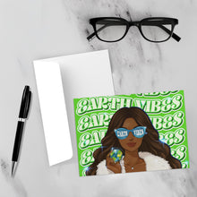 Load image into Gallery viewer, Glam Sunglasses Black Woman - Earth Vibes - Long Hair - Unique Design Horizontal Greeting Card
