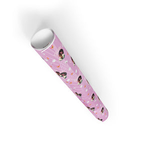 Goddess, Butterflies & Flowers - African American Woman - Purple Gift Wrapping Paper - Rolled View