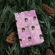 Load image into Gallery viewer, Goddess, Butterflies &amp; Flowers - African American Woman - Purple Gift Wrapping Paper - Wrapped Gift Sample Photo