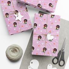 Load image into Gallery viewer, Goddess, Butterflies &amp; Flowers - African American Woman - Purple Gift Wrapping Paper - Wrapped Gifts Sample Photo