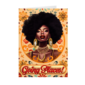 Glam Going Places - African American Woman - Black Card Shop