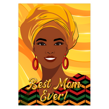 Load image into Gallery viewer, Gold Turban &amp; Earrings - Smiling African American Mom - Happy Mother's Day Greeting Cards - Stylish Mother
