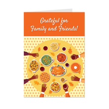 Load image into Gallery viewer, Grateful for Family &amp; Friends - Thanksgiving Greeting Cards - Front