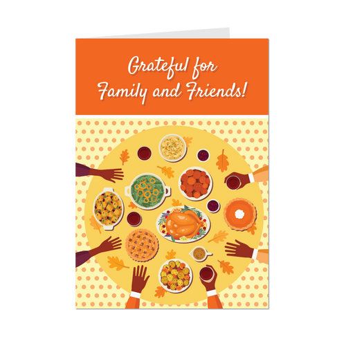 Grateful for Family & Friends - Thanksgiving Greeting Cards - Front