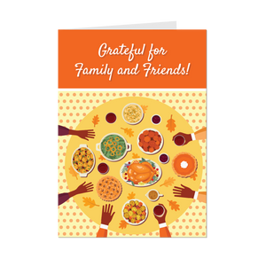 Grateful for Family & Friends - Thanksgiving Greeting Cards - Front