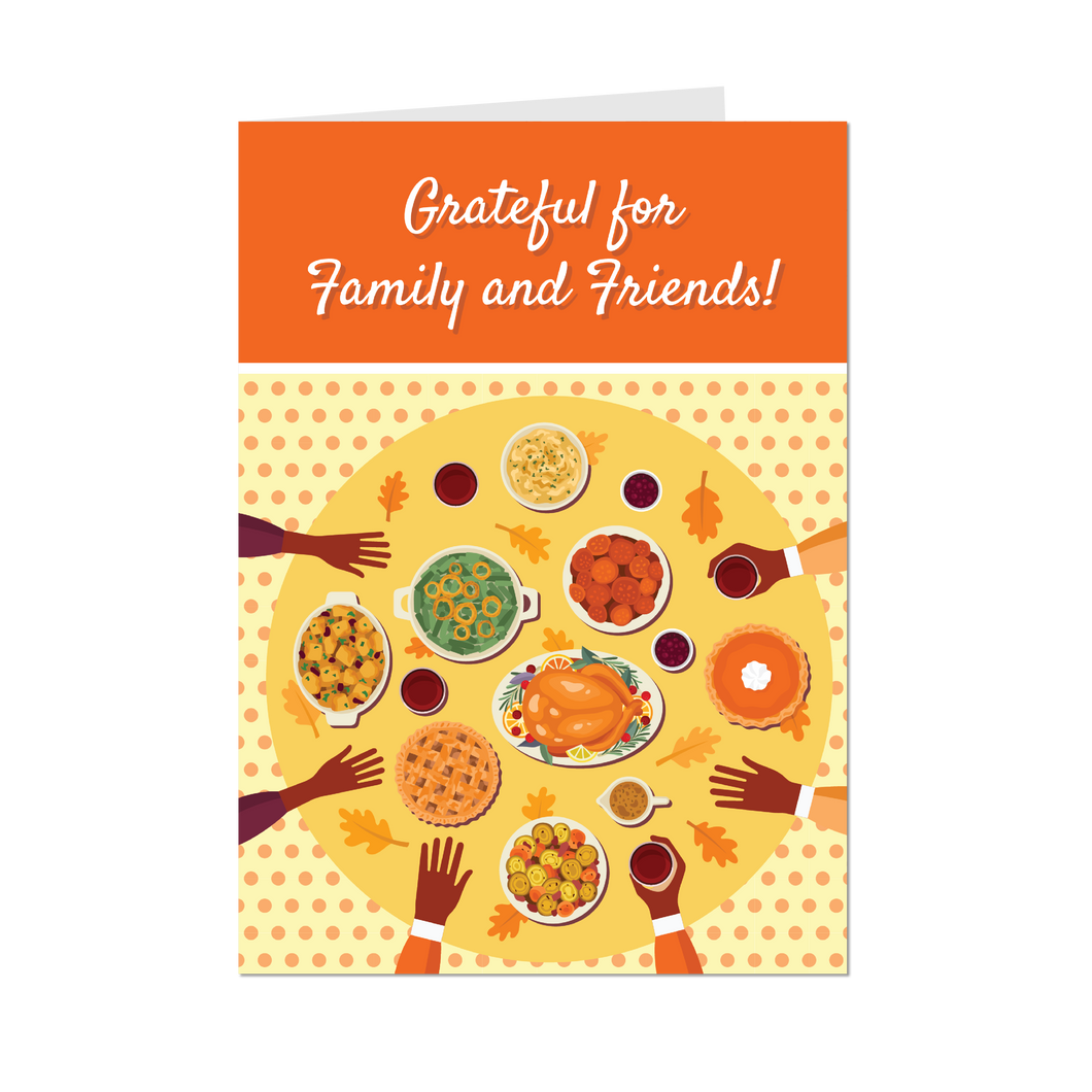 Grateful for Family & Friends - Thanksgiving Greeting Cards - Front