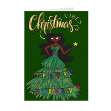 Load image into Gallery viewer, Christmas Vibes - African American Woman - Black Card Shop