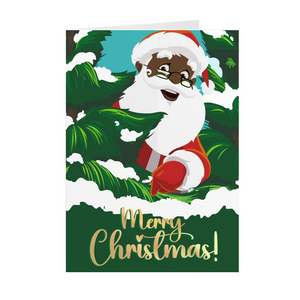 Cheerful Black Santa - Merry Christmas Greeting Card