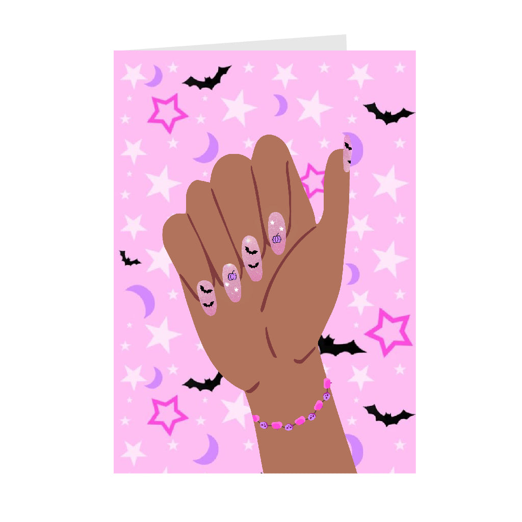 Bats, Stars, Moon & Pumpkins - Holiday Nail Art - Halloween Greeting Cards