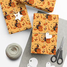 Load image into Gallery viewer, Pumpkin, Gown &amp; Bats - African American Woman - Halloween Wrapping Paper Roll