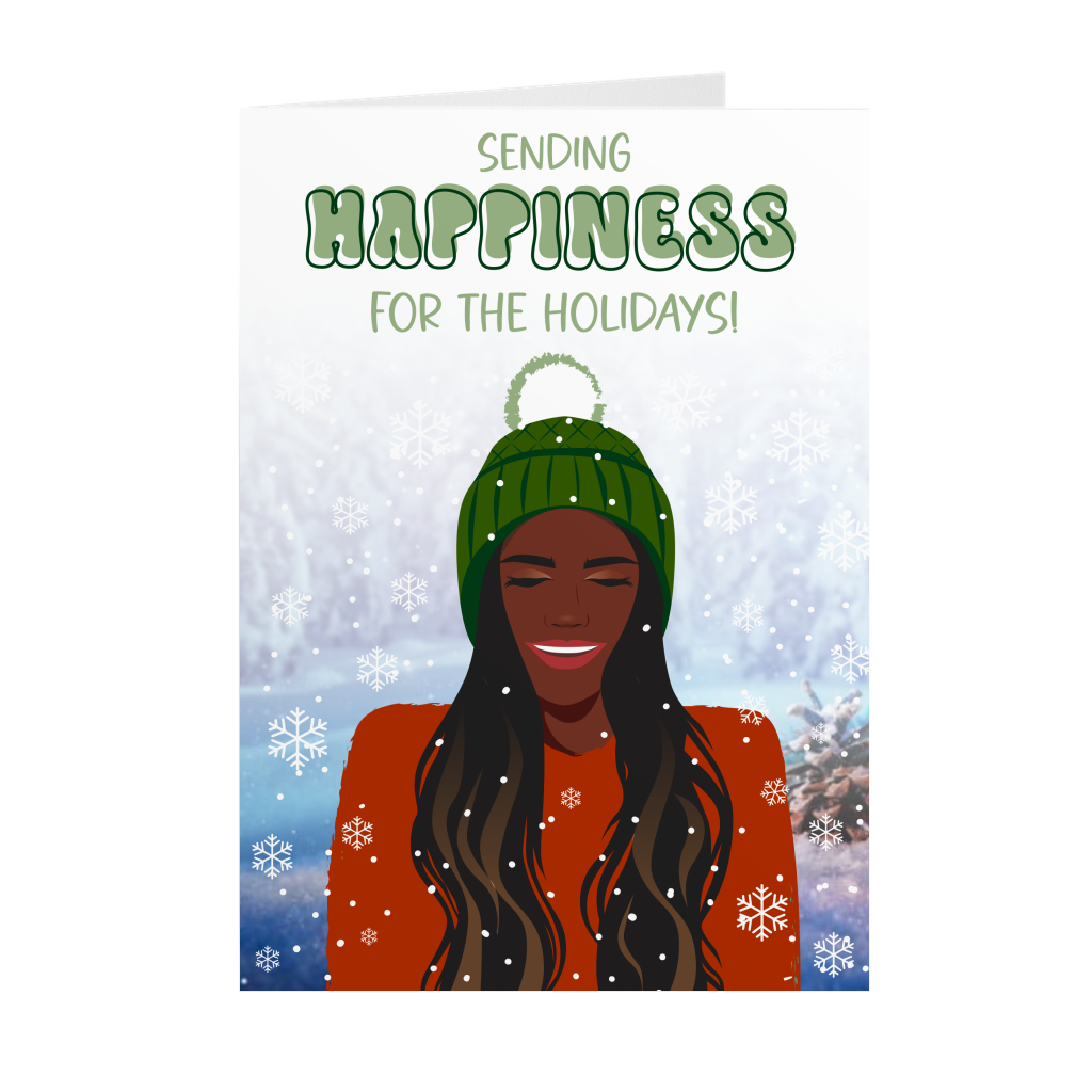 Send Holiday Happiness - African American Woman - Christmas Cards