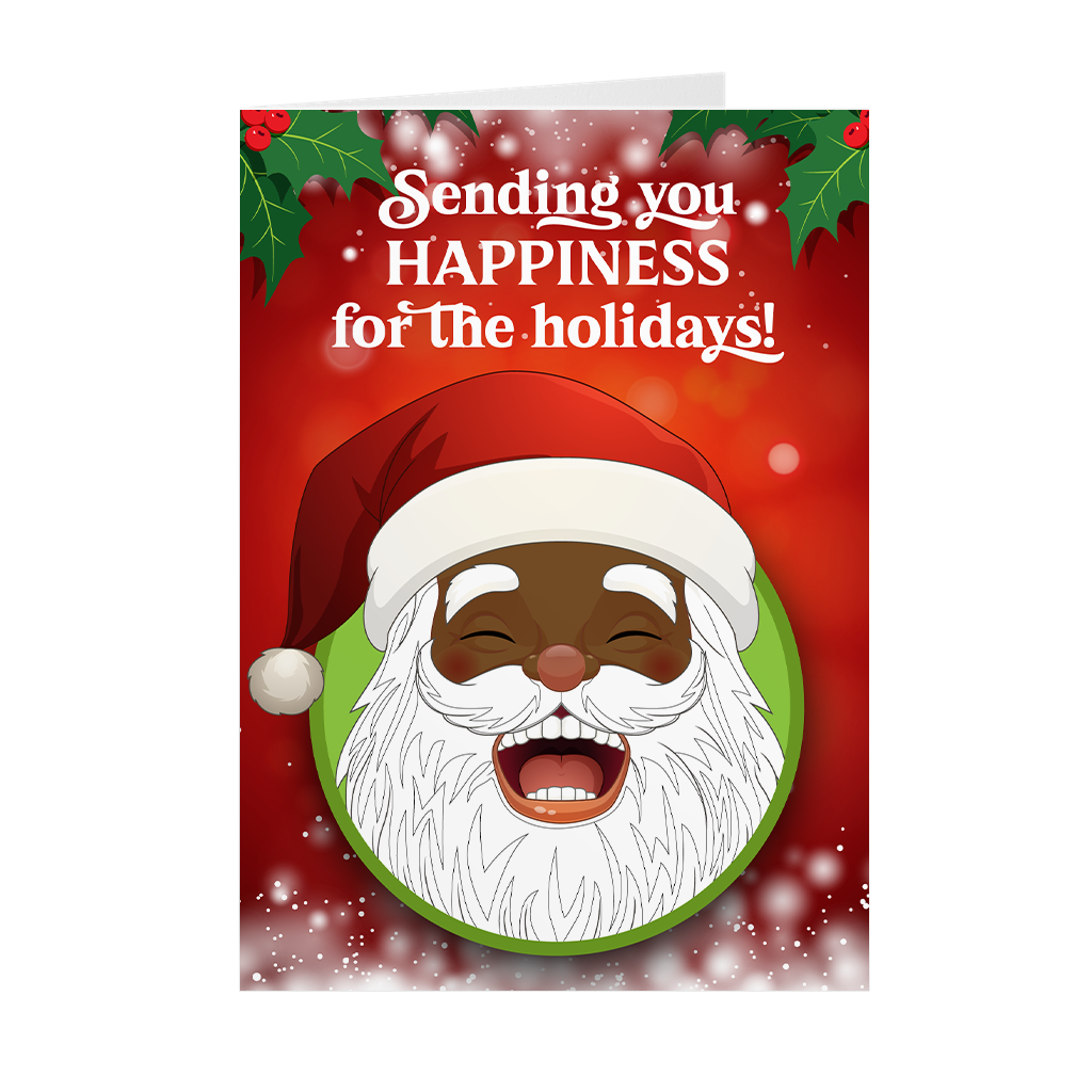 Laughing Happy Black Santa - African American Holiday Cards, image size:1024x1024