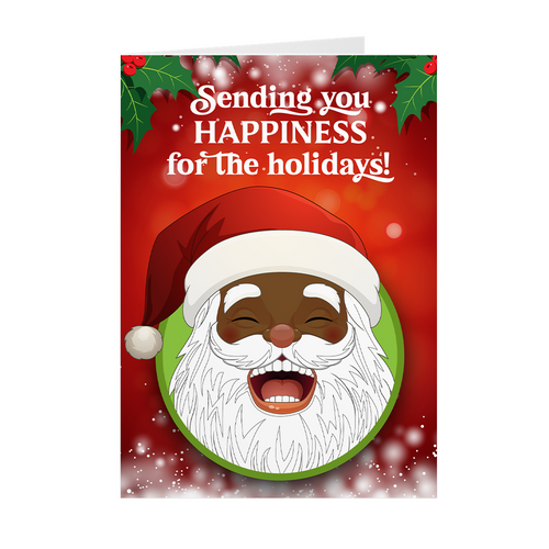 Laughing Happy Black Santa - African American Holiday Cards