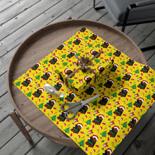 Load image into Gallery viewer, Happy Black Santa - Happy Holidays - Yellow Gift Wrapping Paper Roll - Paper + Wrapped Gifts