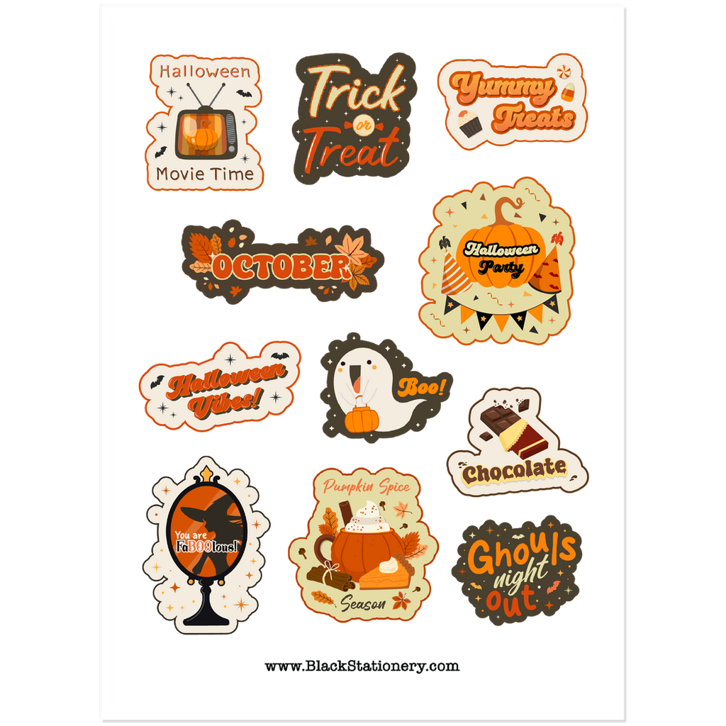 Happy Halloween, October & Trick or Treat Premium Sticker Set