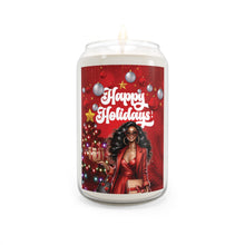Load image into Gallery viewer, Happy Holidays - African American Woman - Gifts - Festive Scented Soy Candle - 13.75oz Front