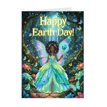 Load image into Gallery viewer, Happy World Earth Day Black Woman - Forest Scenery - Butterfly Wings - Holiday Greeting Card Shop - Dreadlocks Hairstyle