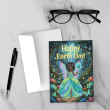 Load image into Gallery viewer, Happy World Earth Day Black Woman - Forest Scenery - Butterfly Wings - Holiday Greeting Card Shop - Dreadlocks Hairstyle