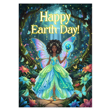 Load image into Gallery viewer, Happy World Earth Day Black Woman - Forest Scenery - Butterfly Wings - Holiday Greeting Card Shop - Dreadlocks Hairstyle
