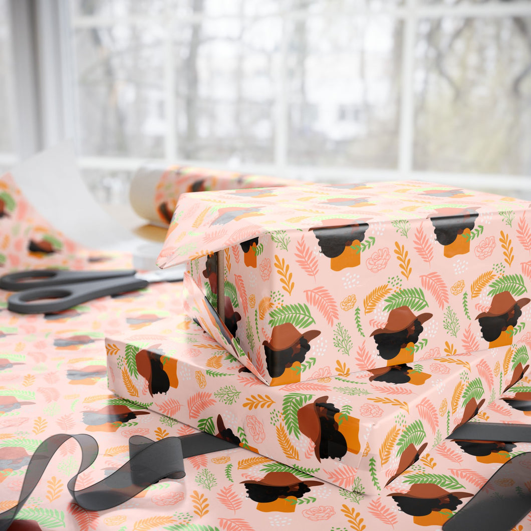 Hat Fancy - African American Woman - Special Occasion Gift Wrapping Paper - Wrapped Gifts