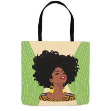 Load image into Gallery viewer, Head High Smiling She Shines - African American Shopping Tote Bags Front Side 1