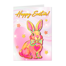 Load image into Gallery viewer, Heart Bunny Rabbit - Easter Vibes - Holiday Card Shop - Colorful Pastel Greeting Card - Floral Card